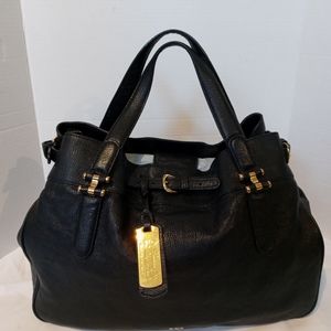 Original Ralph Lauren XL Black Leather Satchel Shoulder Bag
